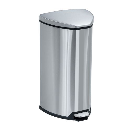 Safco® Step-On Trash Receptacle, 7 Gallon, 14 W x 14 D x 21 H, Stainless Steel / Black